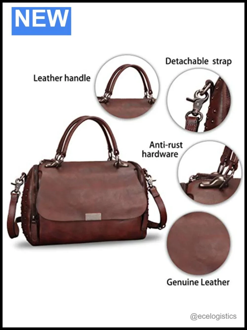 Genuine Leather Satchel Purse Handmade Vintage Crossbody Shoulder Bag Women